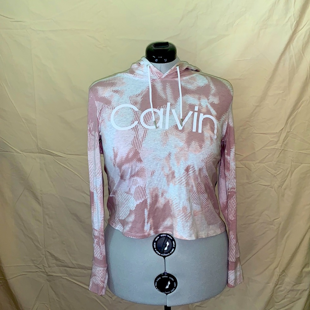 Cute cropped Calvin Klein hoodie,thinner fabric,pink pattern